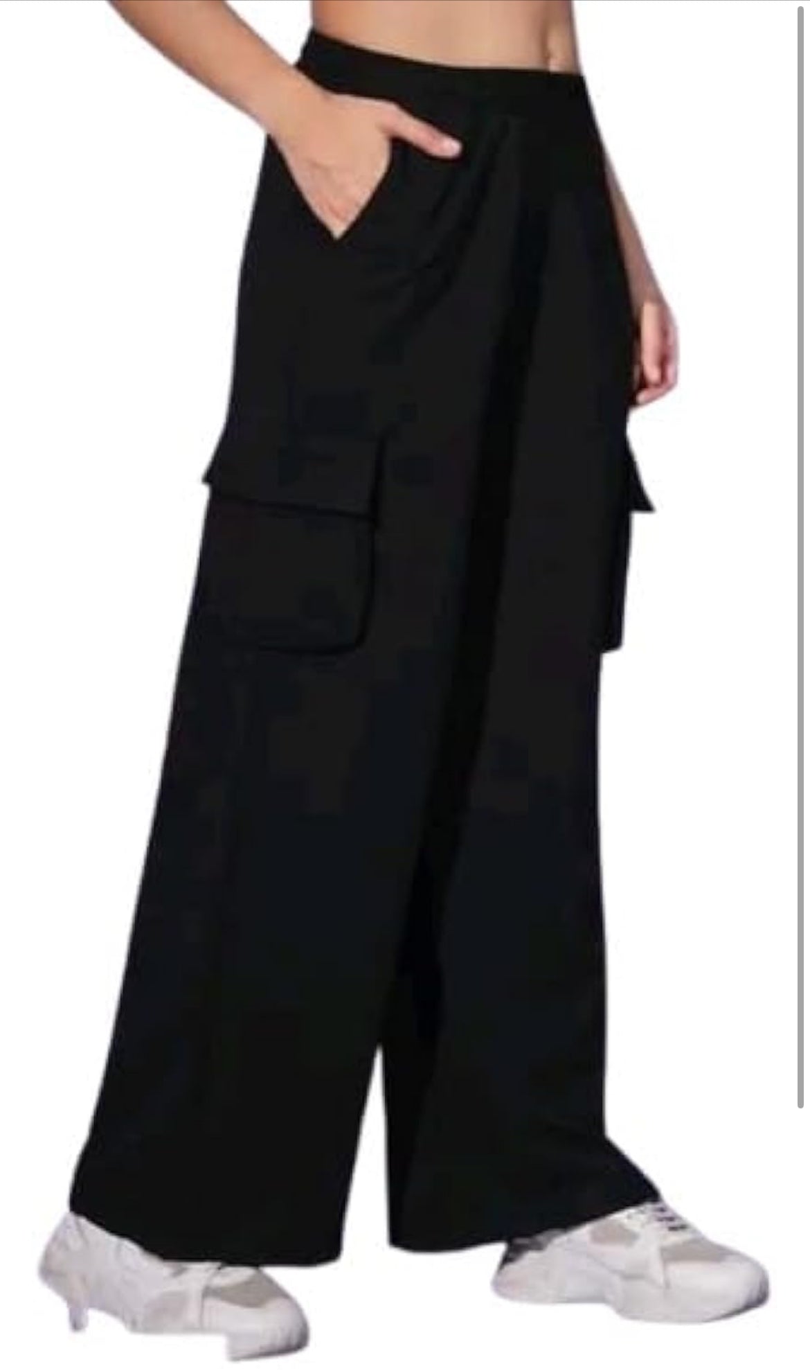 Solid Cargo Pants with Flap Pocket Side for Women | Stylish Relax Fit Trouser for Casual & Outdoor Wear