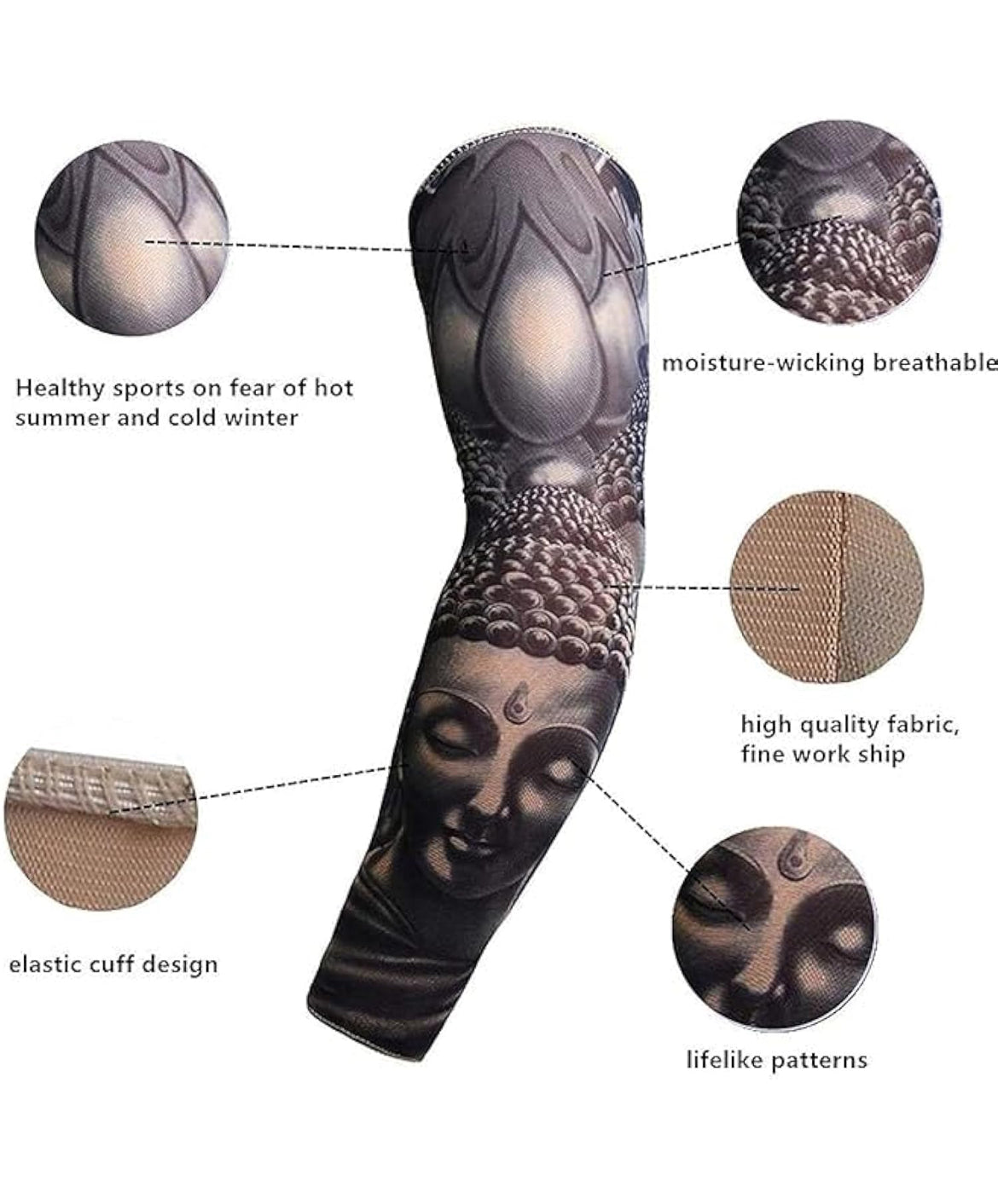 Printed Arm Sleeves Men & Women Sunlight Protection Protection from Dust, Pollution, Sunburn, UV Protection - Suitable for, Sports - Hand Summer Gloves (Print Design May Vary) pack of 1 pcs