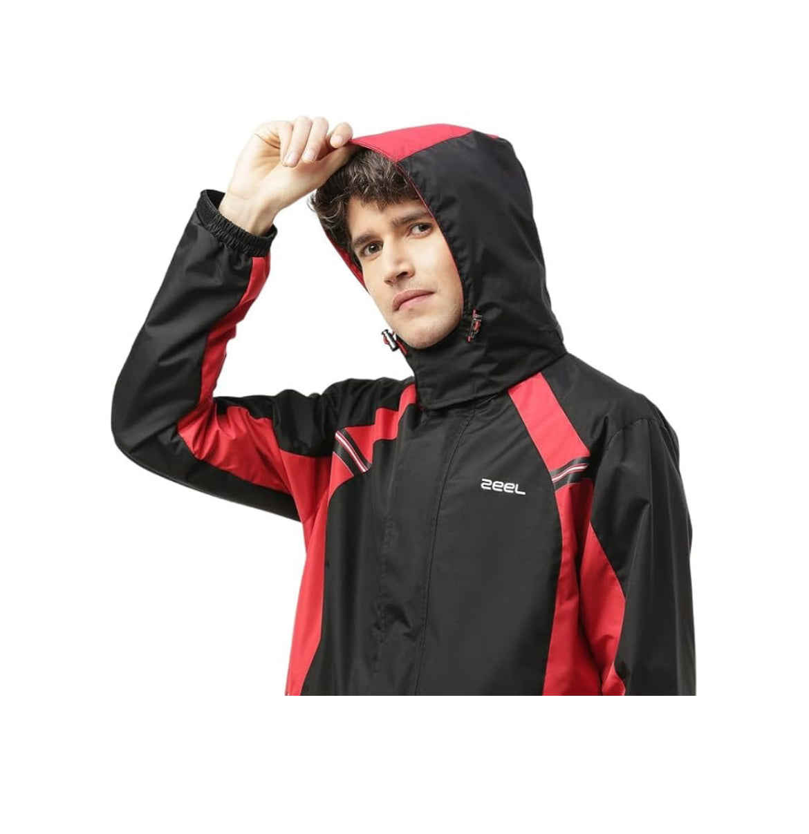 ZEEL Rain Coat for Men Waterproof for Bike Riders with Adjustable Hood along with inner pockets,Waterproof Raincoat with Polyester Jacket,Pants and Waterproof Drawstring JS508