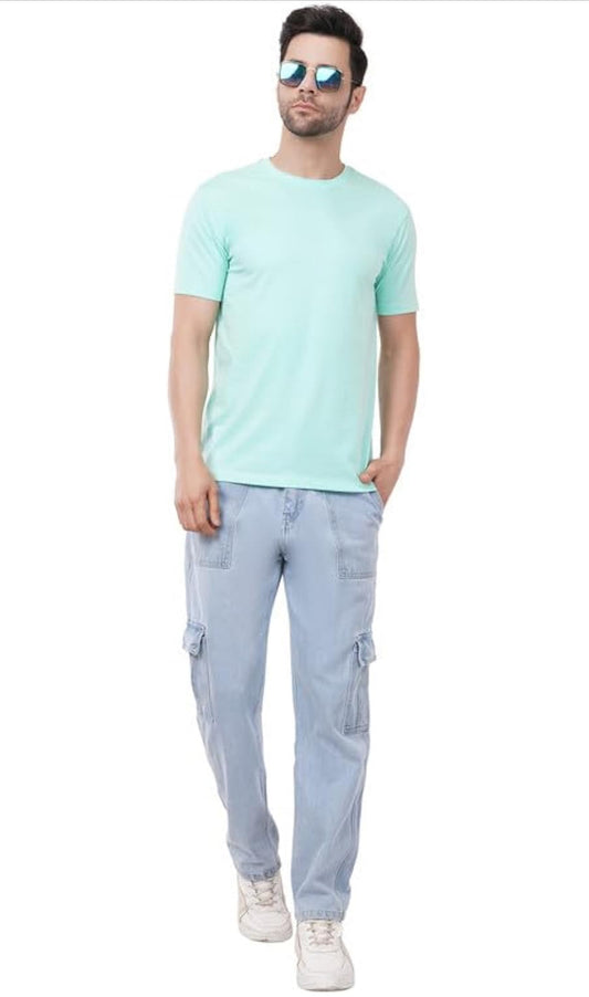 Men's Cotton Crew Neck T-Shirt | Regular Fit Plain Solid Half Sleeve | Comfortable Casual T-Shirt for Men Cotton Tee