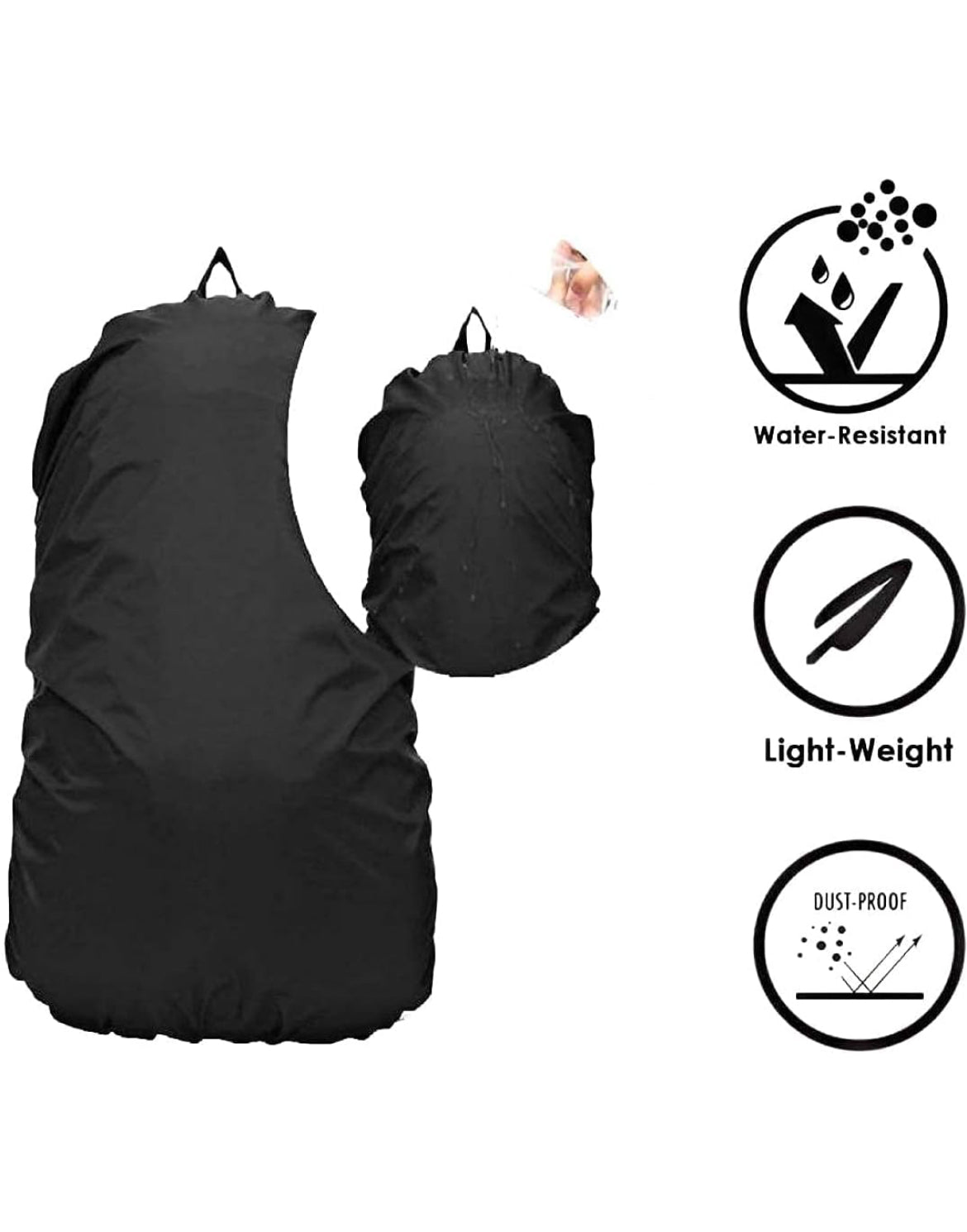Allure Fashion Premium Waterproof Bag Cover 40L to 50L Rain for Backpack Bags Rubberized 100% Heavy Nylon Material, Rainproof, Dustproof, Protector Raincover, Specially Trekking, Adjustable School (Color : Black)