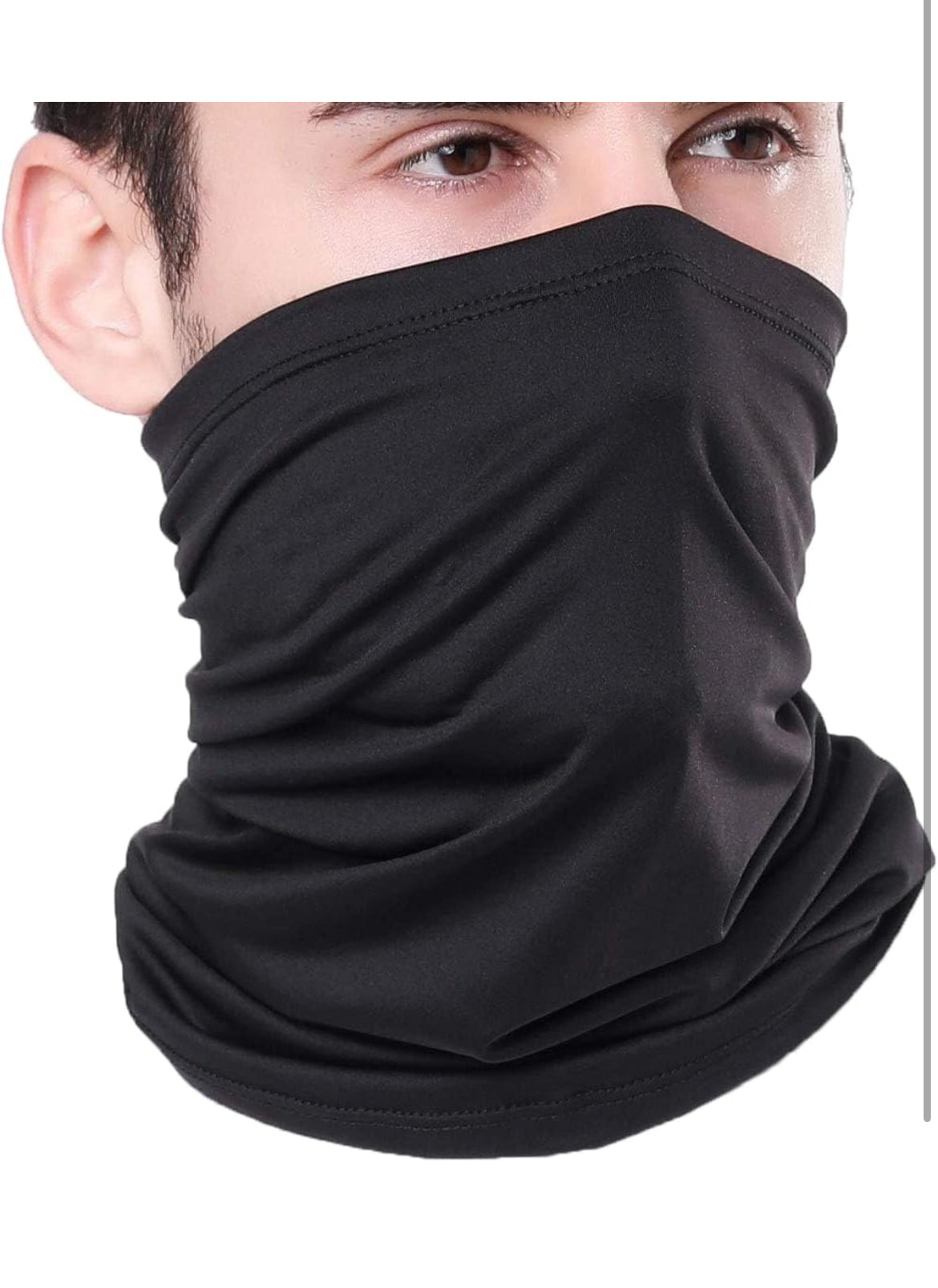 PrimeBox Male Cotton Face Mask Bandana For Men Women Breathable Comfort Neck Gaiter Warmer Anti-Dust Bike Rider Mask For Running (Cotton-Bandana-Black-1Pcs)