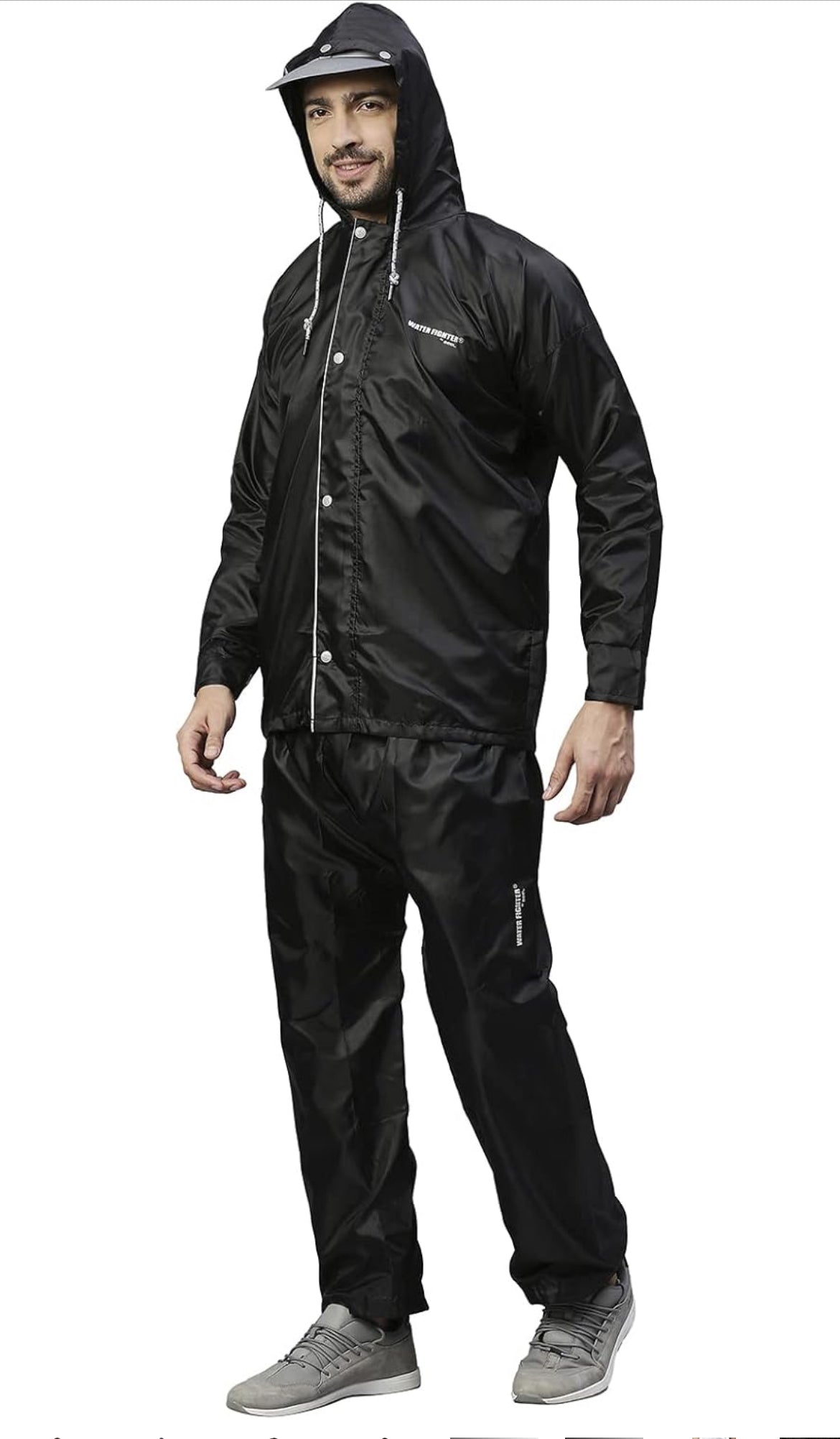 ZEEL Waterfighter Rain Coat for Men Waterproof for Bike Riders with Adjustable Hood along with inner pockets,Waterproof Raincoat with Polyester Jacket,Pants