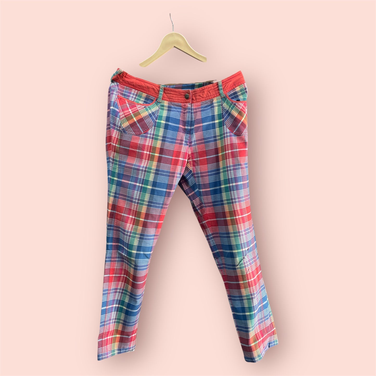 Women Straight Fit Polyester Blend Solid Trousers checks
