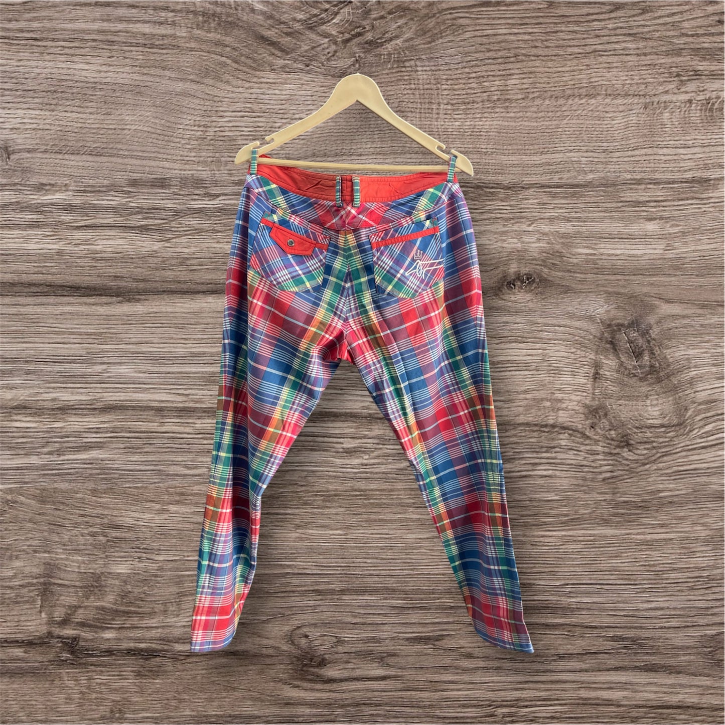 Women Straight Fit Polyester Blend Solid Trousers checks