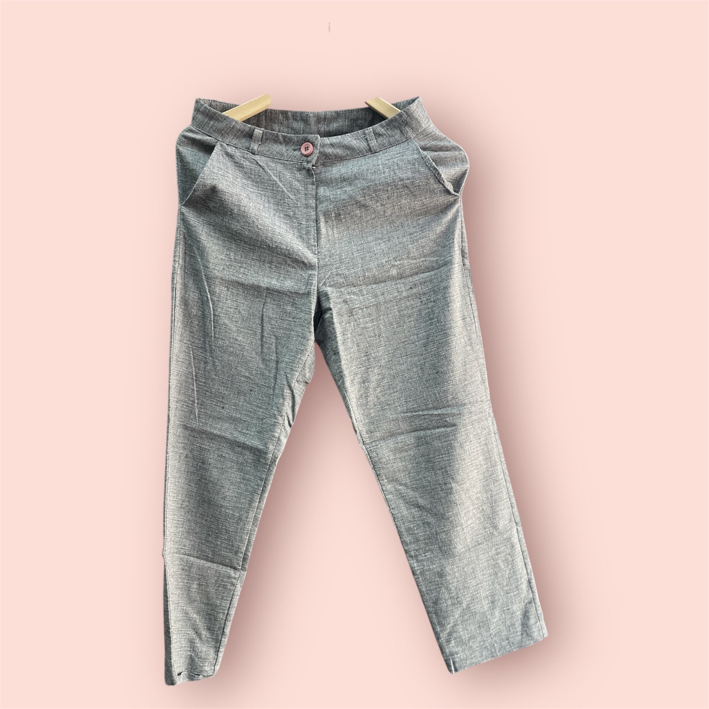 Women Straight Fit Polyester Blend Solid Trousers