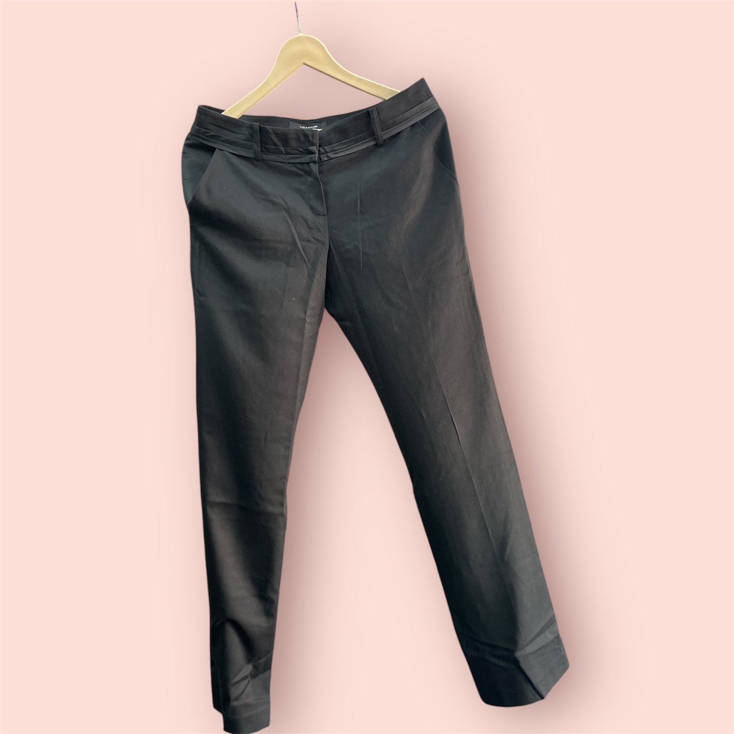 Women Straight Fit Polyester Blend Solid Trousers black