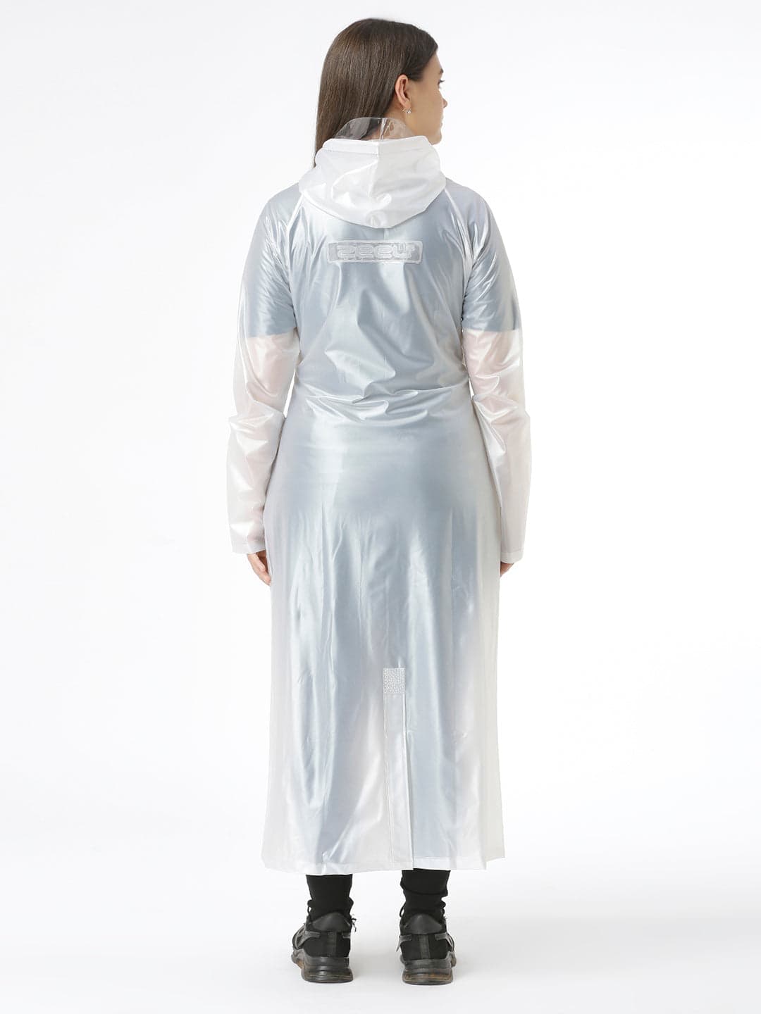 Allure Fashion pvc Rain Coat for Women Waterproof High Neck Polyester Rainwear with Adjustable Drawstring and Pocket, Hooded Long Rain Coat Jacket with Belt,