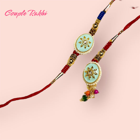 Allure Fashion couple Rakhi for Brother and Bhabhi Kids, Handmade Rakshabandhan Designer Rakhi for Bhaiya Bhabhi