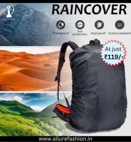 Allure Fashion  Premium Waterproof Bag Cover 40L to 50L Rain for Backpack Bags Rubberized 100% Heavy Nylon Material, Rainproof, Dustproof, Protector Raincover, Specially Trekking, Adjustable School (Color : Black)