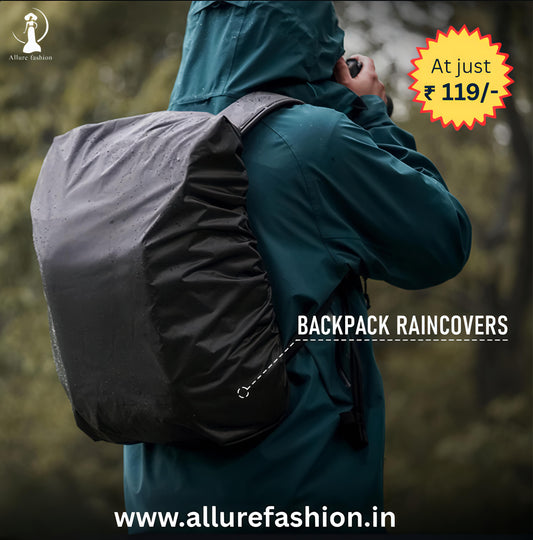 Allure Fashion  Premium Waterproof Bag Cover 40L to 50L Rain for Backpack Bags Rubberized 100% Heavy Nylon Material, Rainproof, Dustproof, Protector Raincover, Specially Trekking, Adjustable School (Color : Black)