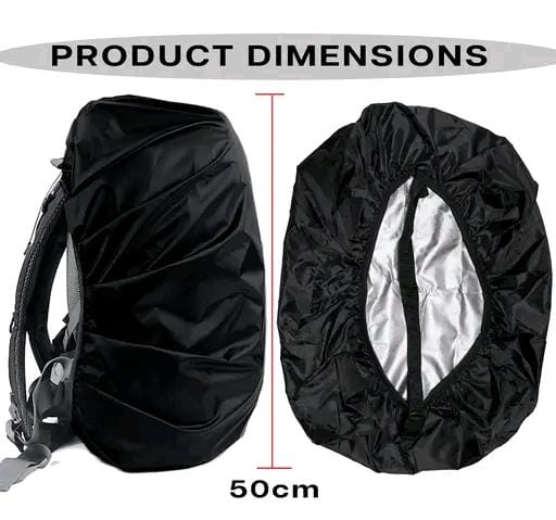 Allure Fashion Waterproof Stylish Regular Bag Cover 40L to 50L Rain for Backpack Bags Rubberized 100% Heavy Nylon Material, Rainproof, Dustproof, Protector Raincover, Specially Trekking, Adjustable School (Color : Black) ( PACK OF 2)