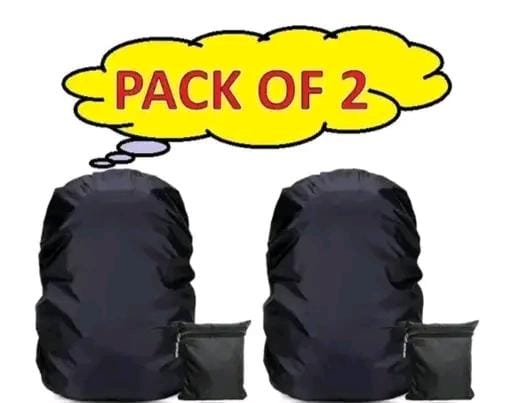 Combo Allure Fashion Waterproof Stylish Regular Bag Cover 40L to 50L Rain for Backpack Bags Rubberized 100% Heavy Nylon Material, Rainproof, Dustproof, Protector Raincover, Specially Trekking, Adjustable School (Color : Black) ( PACK OF 2)