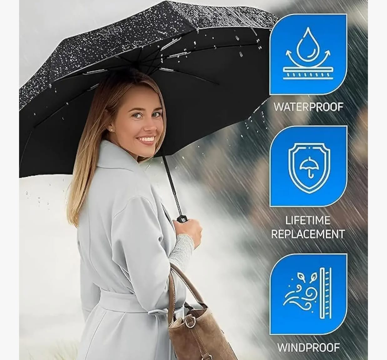 Allure Fashion UV protection Automatic Open close Umbrella for rain and sun protection 2 fold Umbrellas for rain,Windproof Umberalla Large for Man,Women big size large two fold stylish folding under windproof trave