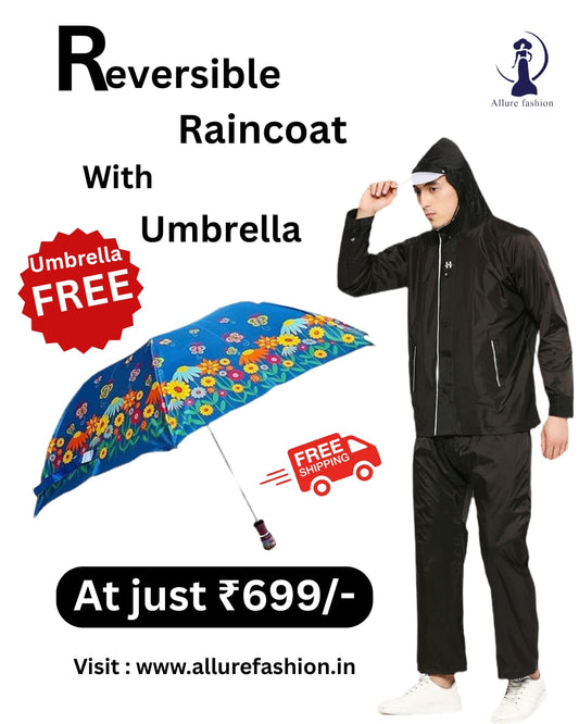 Allure Fashion Free Umbrella with Reversible Raincoat for unisex