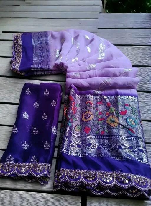 Allure Fashion women's Stylish organzaa saree