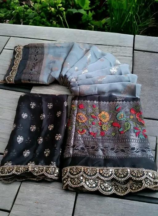 Allure Fashion women's Stylish organzaa saree