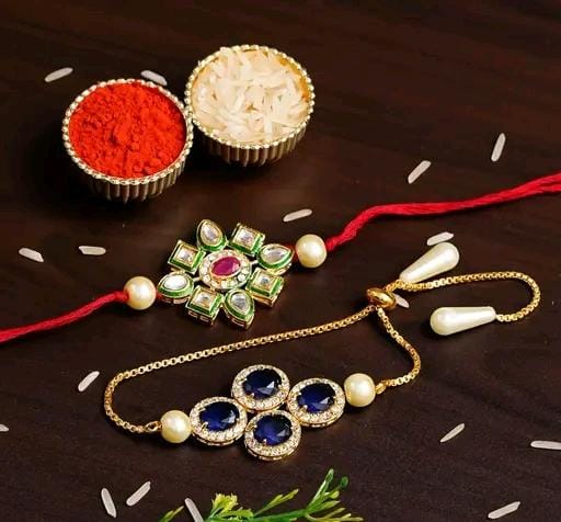 Allure Fashion Bhaiya Bhabhi Designer Couple Rakhi with Roli chawal