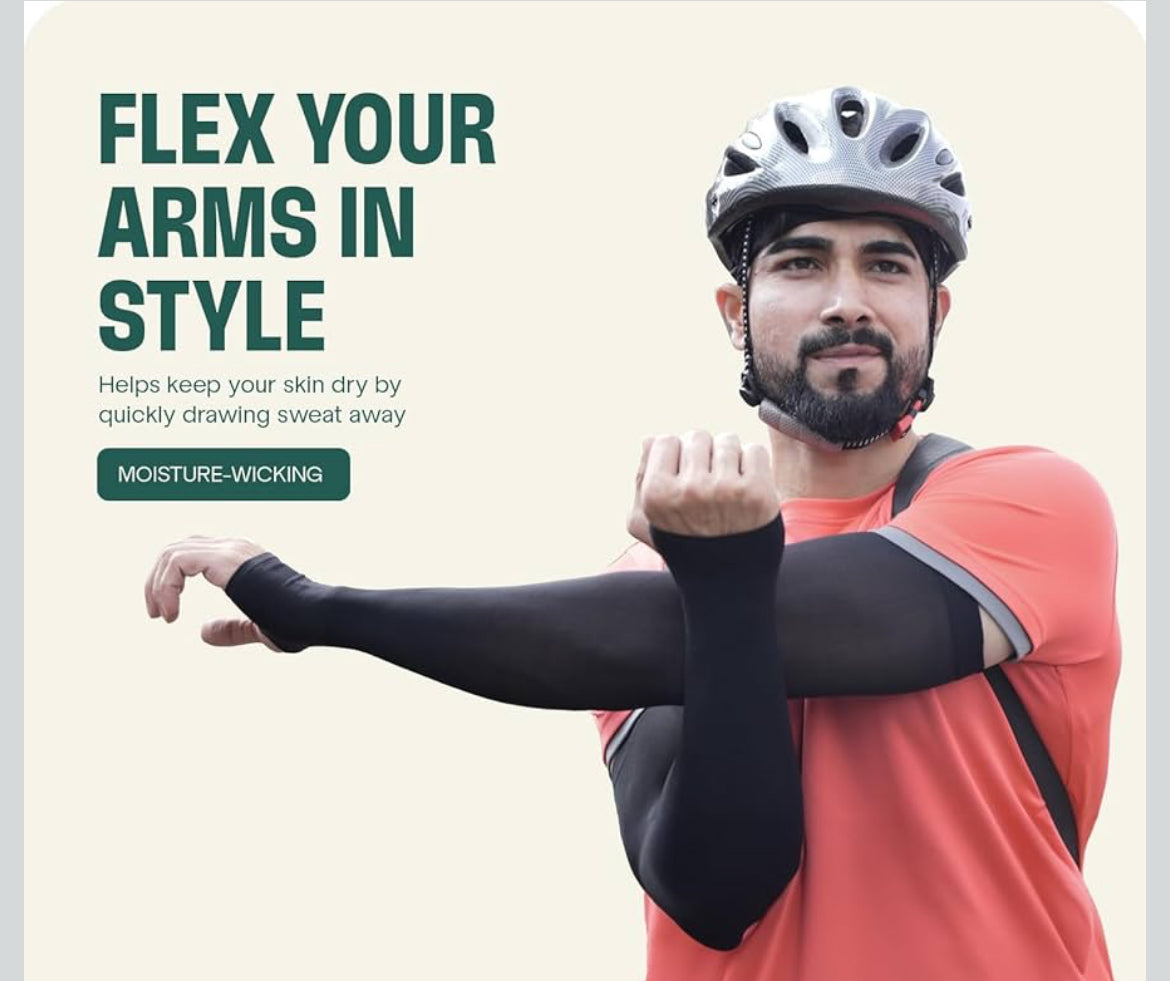 Arm Sleeves for Men & Women UV Protection Hand Sleeves With Thumb for Boys & Girls Sun Protection Sleeves for Men Arm Sleeves for Women for Running, Hand Cover for Bike Riding Nylon