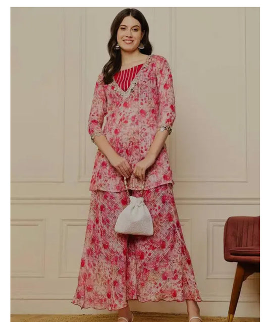 Ethnic new party wear digital blouse Suit kurta plazo set