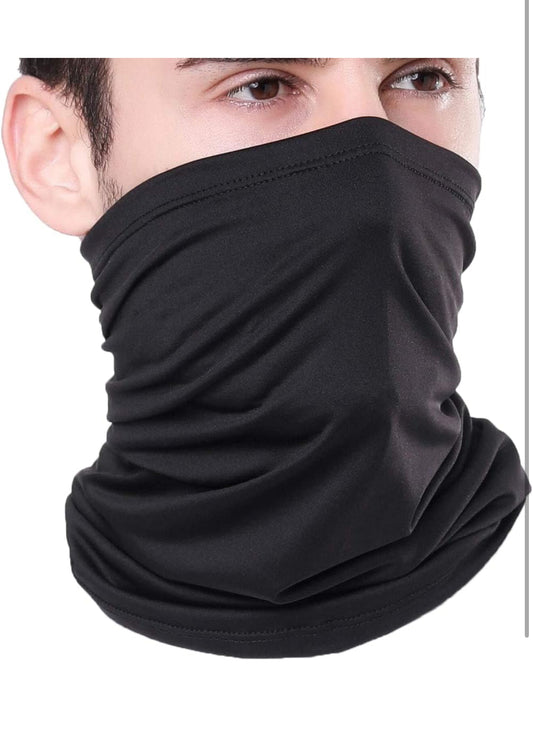 PrimeBox Male Cotton Face Mask Bandana For Men Women Breathable Comfort Neck Gaiter Warmer Anti-Dust Bike Rider Mask For Running (Cotton-Bandana-Black-1Pcs)