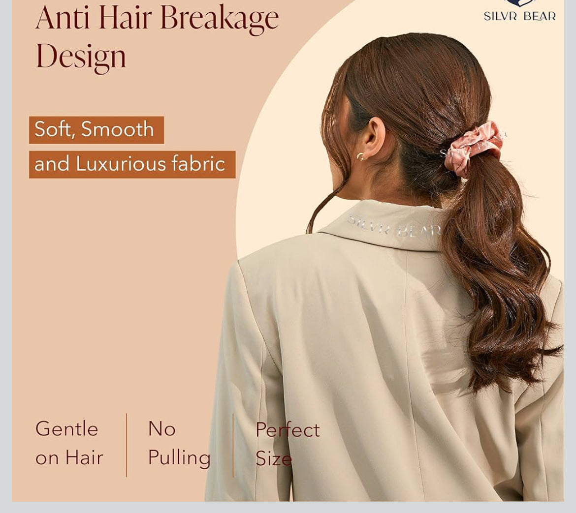 Allure Fashion Luxury Satin Scrunchies SAME 5 COLORS AS PIC, Anti-Hair-Breakage, Hair Ties, Scrunchies Set for Girls, Women, Best gift for Sister, Friend, Mom (Classic Shades)