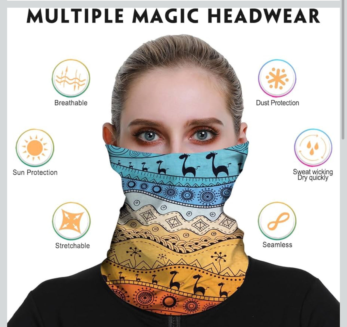 Headwear, Bandanas Face Mask, Neck Gaiter, Sport Headbands, Head Wrap, Multiple Magic Scarf, Balaclava, Sweatband-Fishing, Running, Hiking, Motorcycling,Festival Pack of 1 pcs