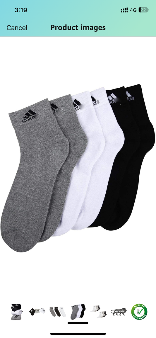 Quaxly Sports Men & Women Cotton Ankle Lenght Socks Free Size (Pack of 3)