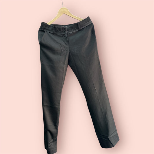 Women Straight Fit Polyester Blend Solid Trousers black