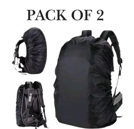 Allure Fashion Waterproof Stylish Regular Bag Cover 40L to 50L Rain for Backpack Bags Rubberized 100% Heavy Nylon Material, Rainproof, Dustproof, Protector Raincover, Specially Trekking, Adjustable School (Color : Black) ( PACK OF 2)