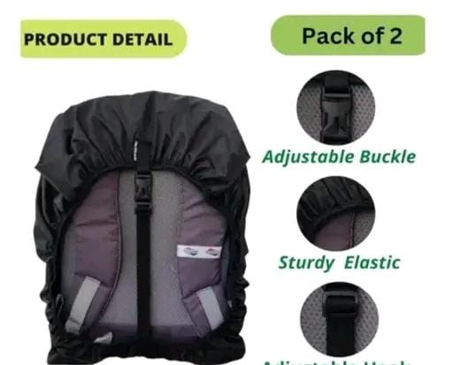 Combo Allure Fashion Waterproof Stylish Regular Bag Cover 40L to 50L Rain for Backpack Bags Rubberized 100% Heavy Nylon Material, Rainproof, Dustproof, Protector Raincover, Specially Trekking, Adjustable School (Color : Black) ( PACK OF 2)